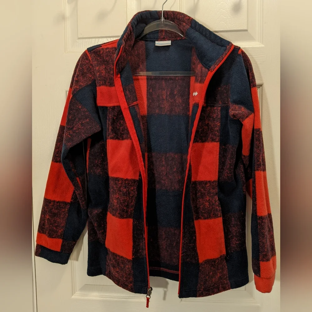 Columbia Red and Black Buffalo Plaid Fleece Jacket - Kids